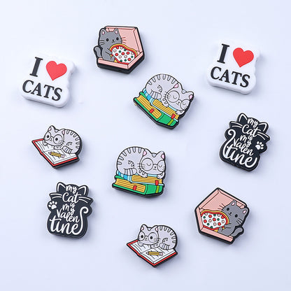 Silicone Focal Beads Cat Theme I Love Cats Text Design 3