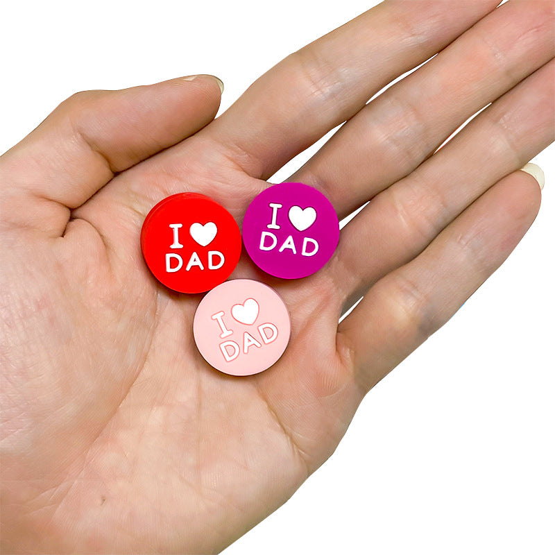 20pcs Silicone Focal Beads I Love Dad Printed Text 5