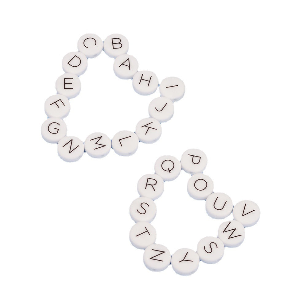 20pcs 12mm Silicone Letter Beads Alphabet Flat Round Single Letter 4