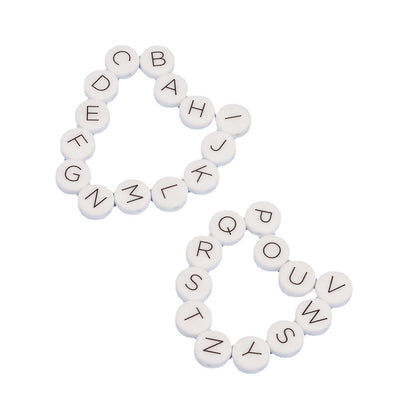 20pcs 12mm Silicone Letter Beads Alphabet Flat Round Single Letter 4
