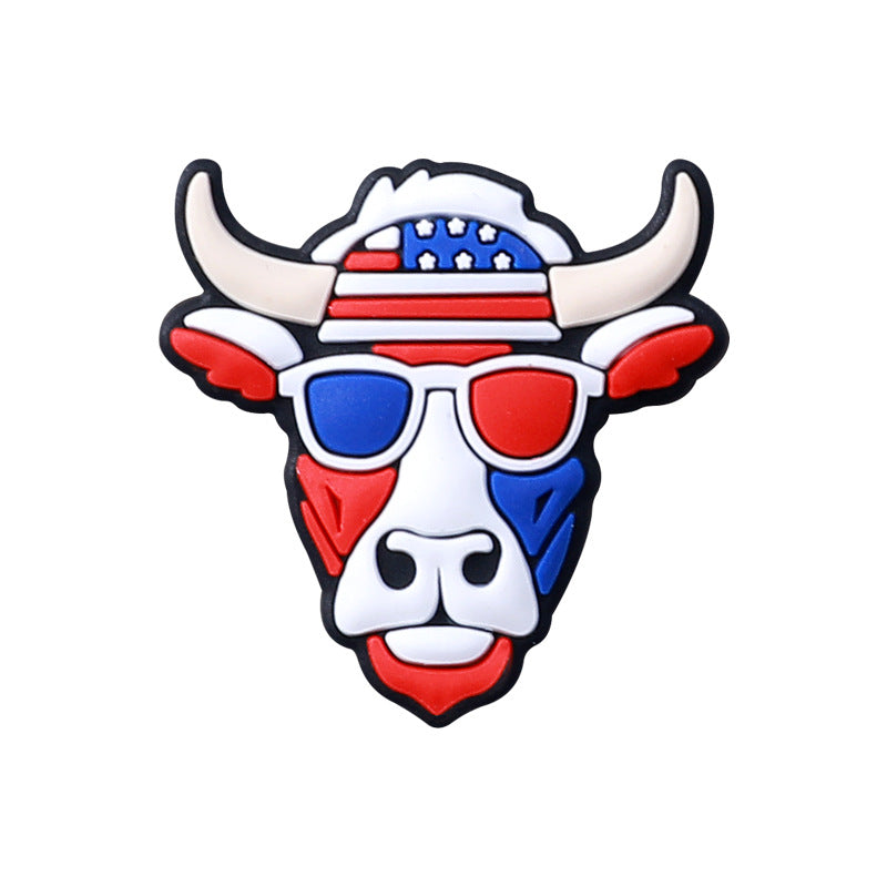 20pcs Silicone Focal Beads Independence Day Theme USA Flag and Character Designs 5