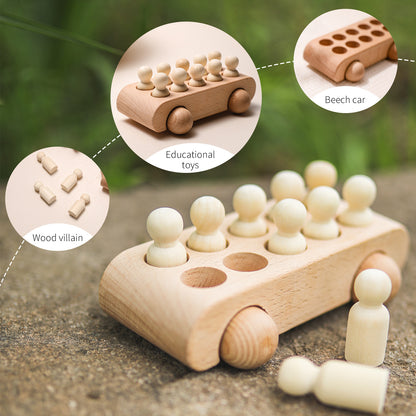 Wooden Building Blocks Villain Trolley Toy for Kids 3