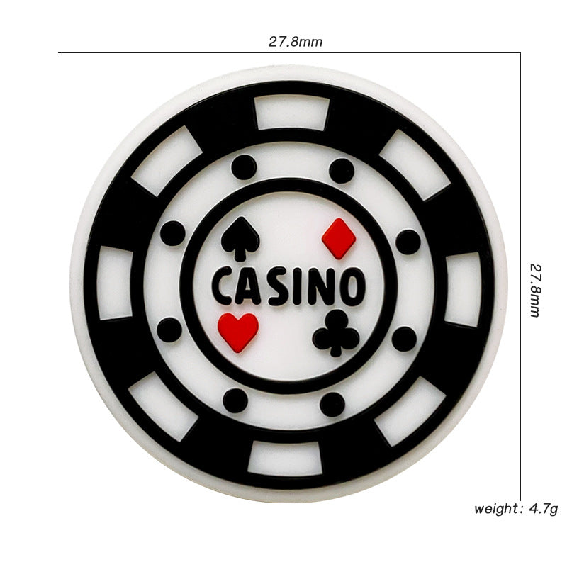 20Pcs Silicone Focal Beads Casino Chip Design 3