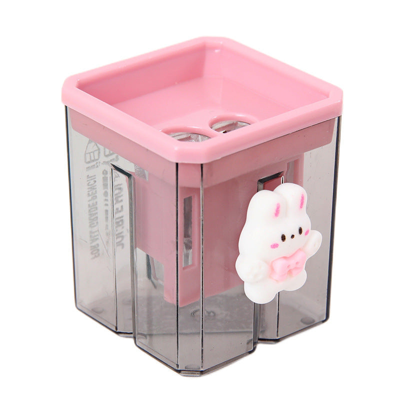Cartoon Double Hole Manual Pencil Sharpener Plastic 4.8x4x4cm 3