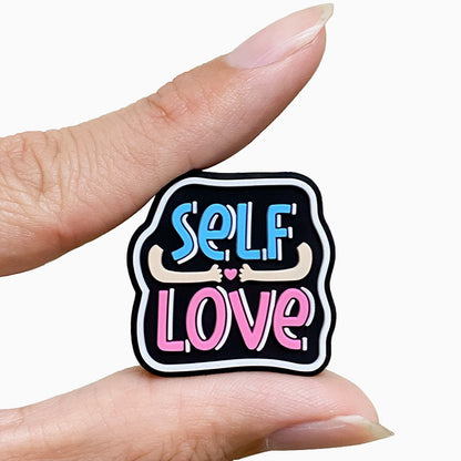 20pcs Silicone Focal Beads Self Love Printed Text Design 5