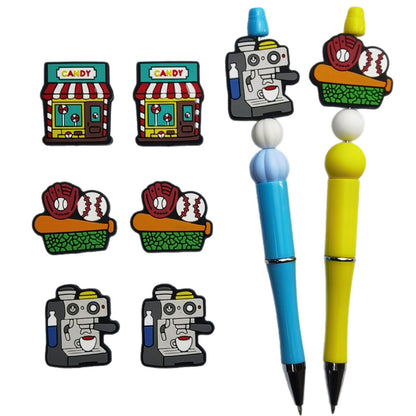 20Pcs Silicone Focal Beads Cartoon Creative Candy Baseball Holding Bat and Balls 5