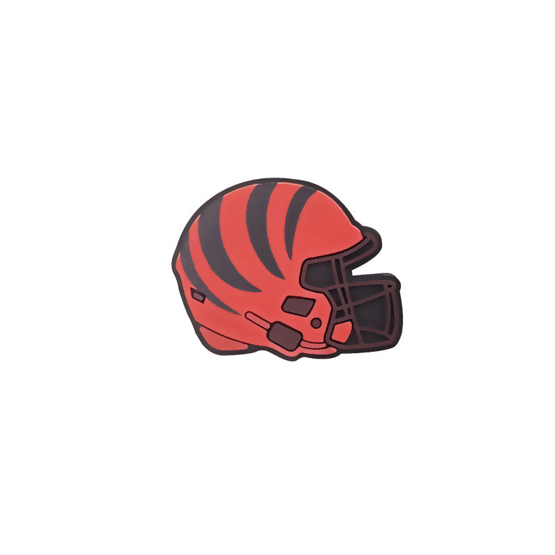 20pcs Silicone Focal Beads Football Helmet Printed Design 30