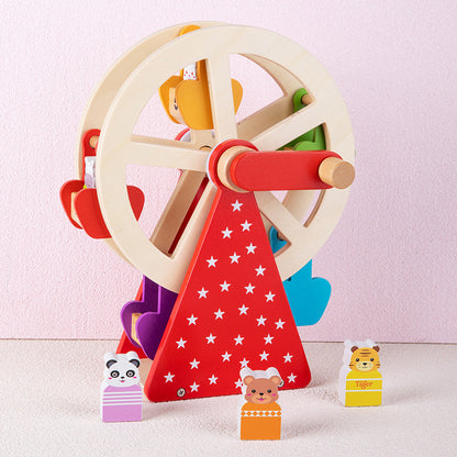 Wooden Pretend Play Ferris Wheel Toy for Kids 2