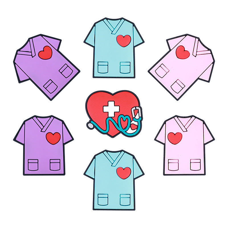 20pcs Silicone Focal Beads Nurse Clothing Heart Detail