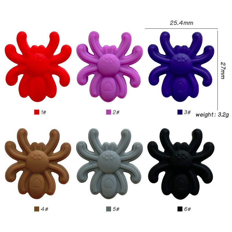20Pcs Silicone Focal Beads Spider Solid Color Detailed Legs 2