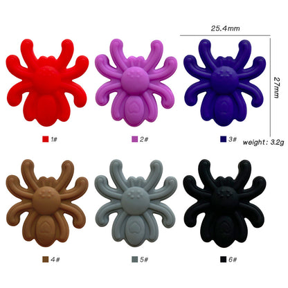 20Pcs Silicone Focal Beads Spider Solid Color Detailed Legs 2