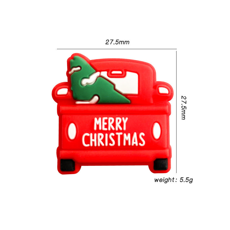20pcs Silicone Focal Beads Christmas Car Merry Christmas Text