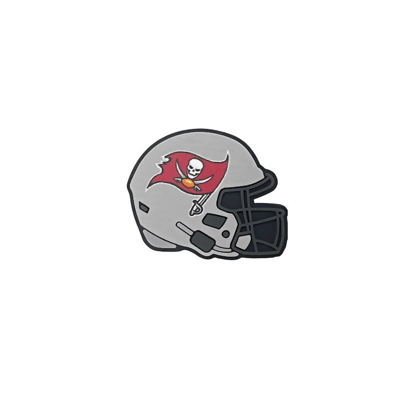 20pcs Silicone Focal Beads Football Helmet Printed Design 27