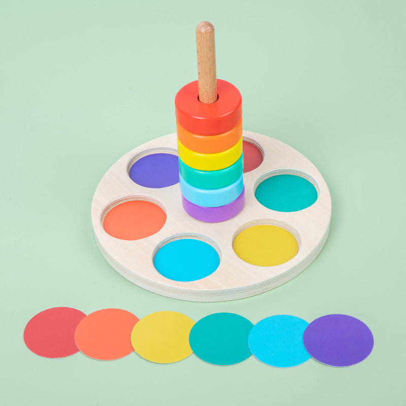 Wooden Rainbow Ring Montessori Toys Sorting Toy for Toddlers 4