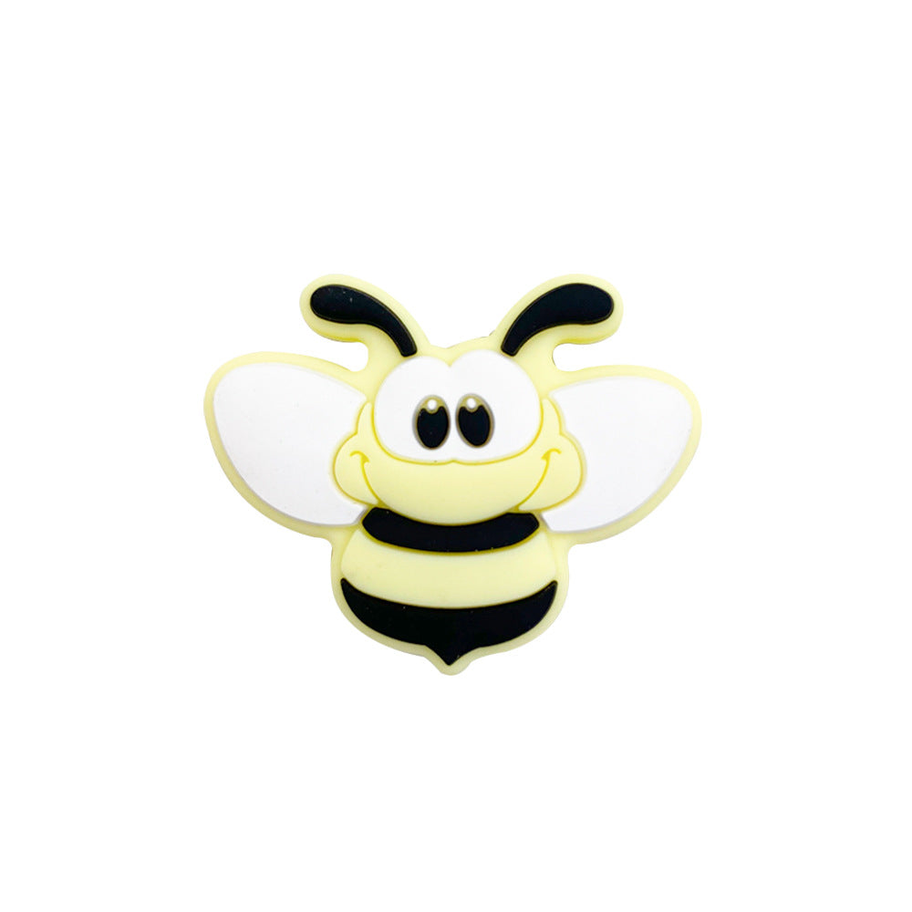 20pcs Silicone Focal Beads Bee Character Front Facing 15