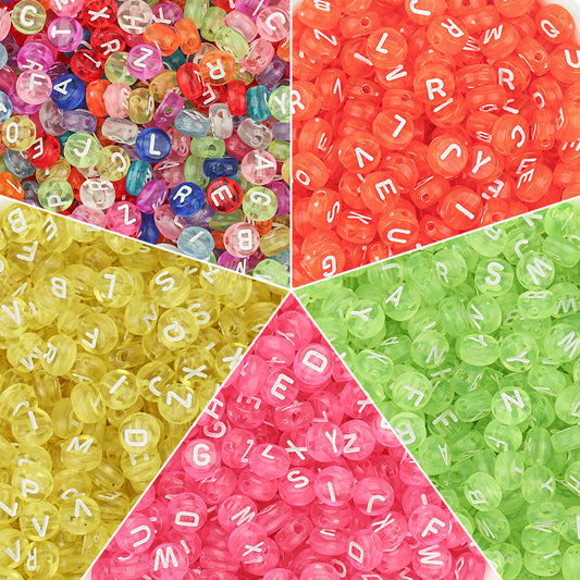 100pcs Letter Acrylic Beads Transparent Candy Color DIY Bracelet Making