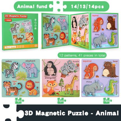 Children's Magnetic Animal Engineering Vehicles Puzzle Toys Wholesale