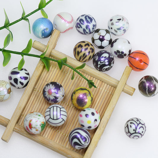 50pcs 15mm Color Reflect Changing Printed Silicone Beads