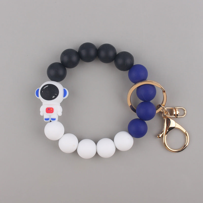 Astronaut Silicone Bead Wristlet Keychain with Key Ring 10
