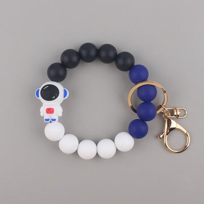 Astronaut Silicone Bead Wristlet Keychain with Key Ring 10
