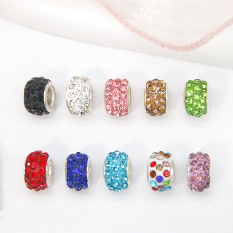 50pcs 12mm 3-Row Large Hole Rhinestone Spacer Beads DIY Jewelry Making 2