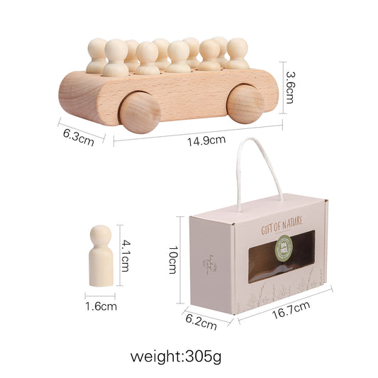 Wooden Building Blocks Villain Trolley Toy for Kids