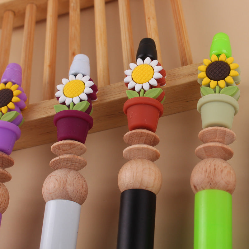 Sunflower Silicone Beaded Pens Handmade Office School Supplies Gift 2