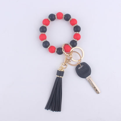 Tassel Silicone Bead Wristlet Keychain with Spacer Beads 8