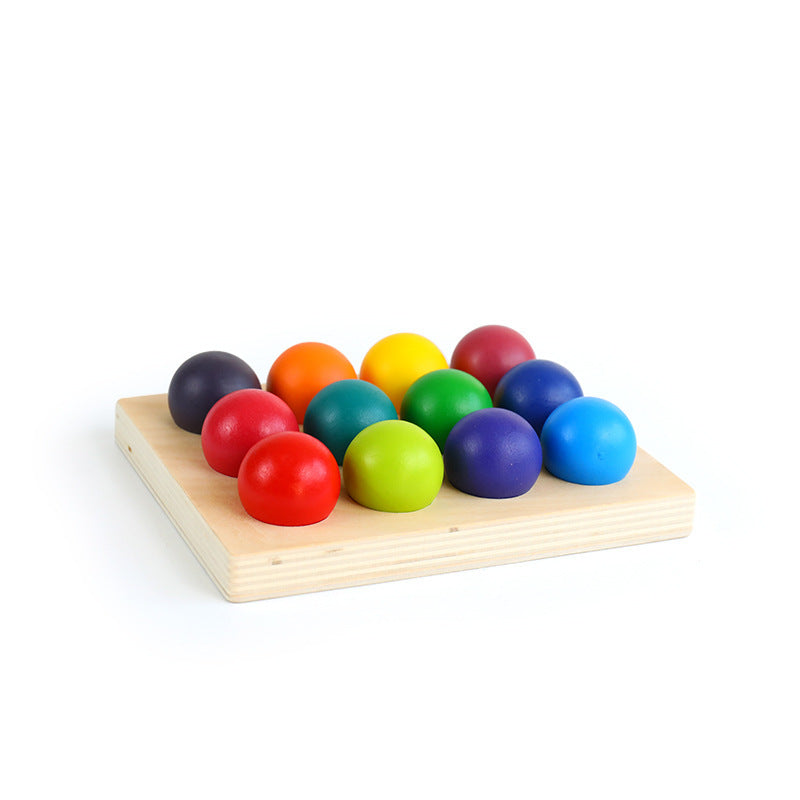 Wooden Montessori Toys Color Sorting Ball Set for Toddlers 12 Pieces 5