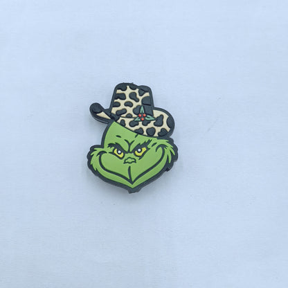 20Pcs Silicone Focal Beads Christmas Green Furry Character Scowling Face Set 11