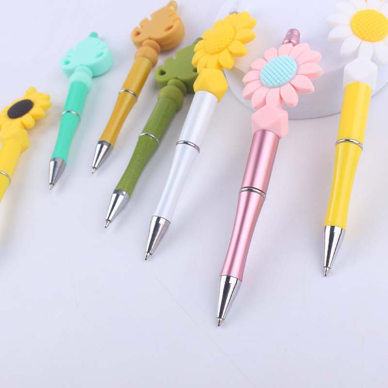 Flower Silicone Beaded Pens Handmade Novelty Ballpoint Pens Gift 2