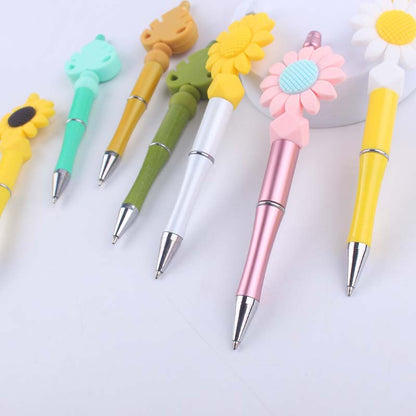 Flower Silicone Beaded Pens Handmade Novelty Ballpoint Pens Gift 2