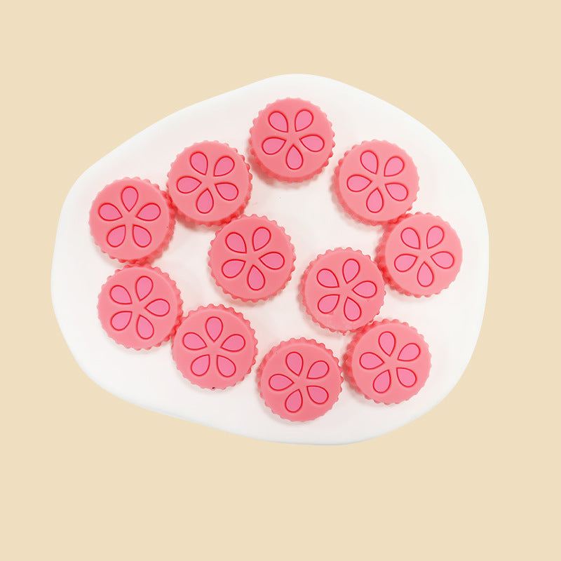 Silicone Focal Beads Petal Round Cookie Cutout Center 16