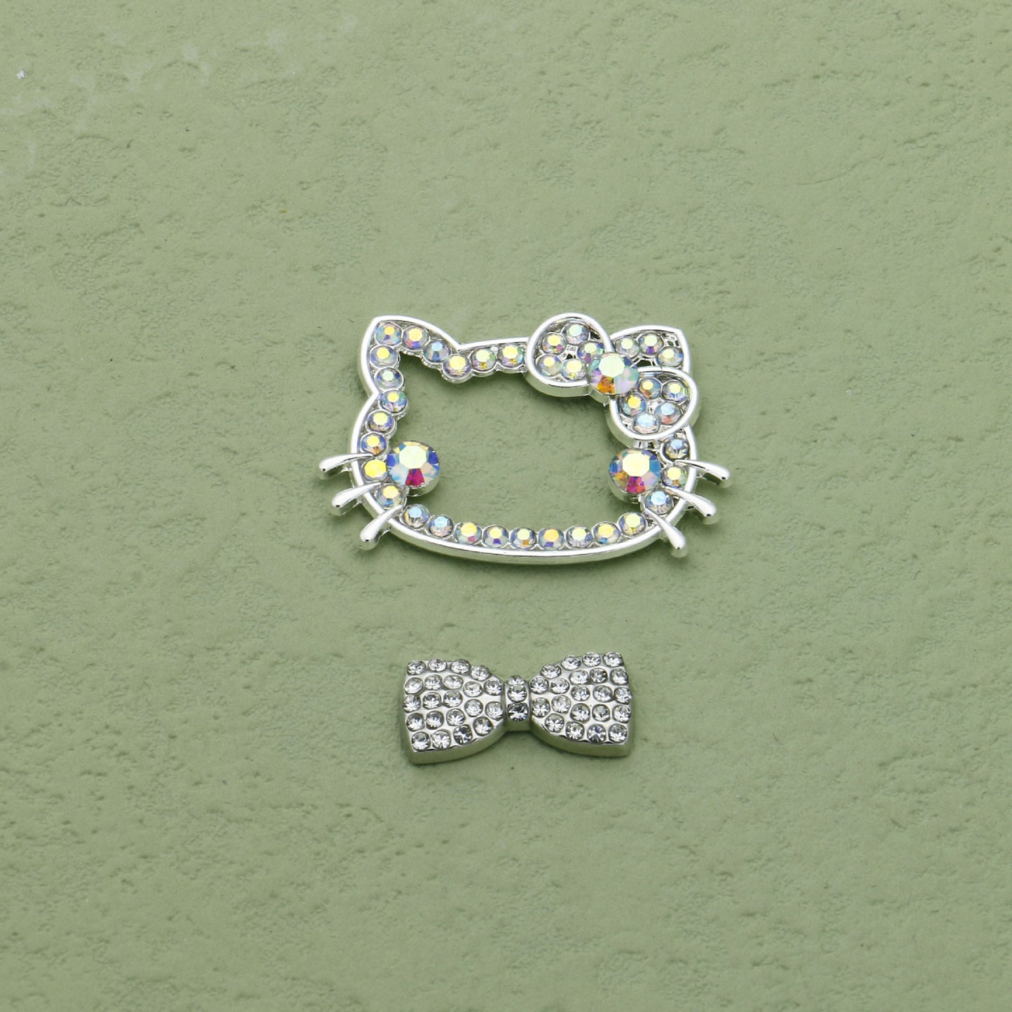 10Pcs 32x22mm Hello Kitty Butterfly Colored Diamond Alloy Bead Frames 3