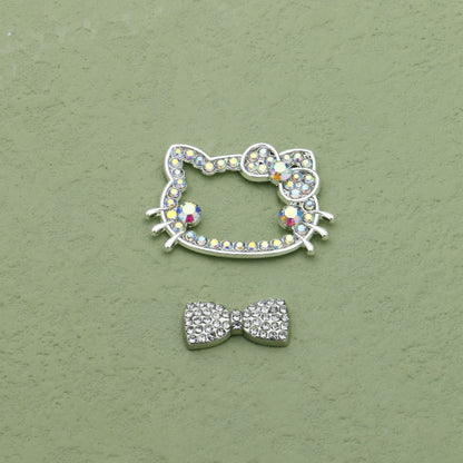 10Pcs 32x22mm Hello Kitty Butterfly Colored Diamond Alloy Bead Frames 3