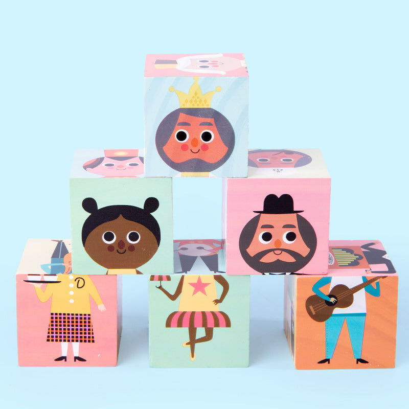 Wooden Character Puzzle Blocks Montessori Toys for Kids 4