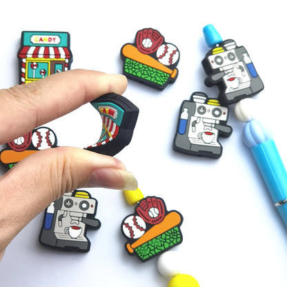 20Pcs Silicone Focal Beads Cartoon Creative Candy Baseball Holding Bat and Balls 3