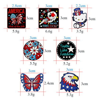 20Pcs Silicone Focal Beads Independence Day Eagle and Star Designs 2