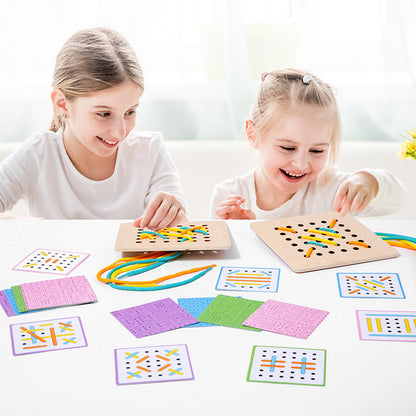 Wooden Double Battle Pattern Rope Montessori Toys for Kids 3
