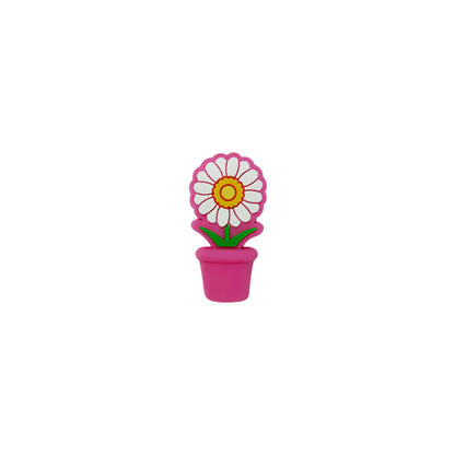 20Pcs 3D Silicone Focal Beads Potted Daisy With Flower Pot 12