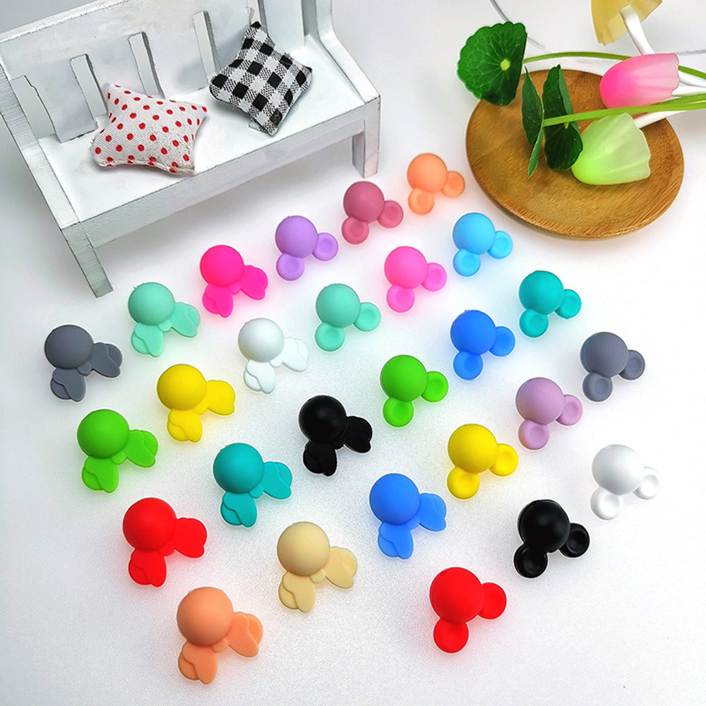 20pcs Silicone Focal Beads Round Ear Mouse Character Basic Shape 6