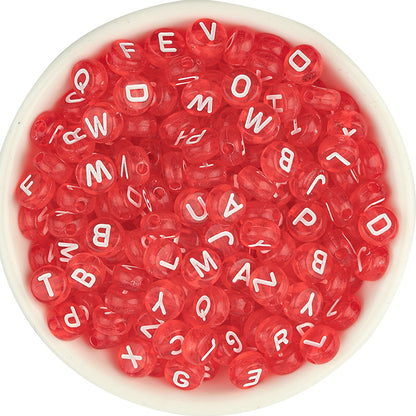 100pcs Letter Acrylic Beads Transparent Candy Color DIY Bracelet Making 13