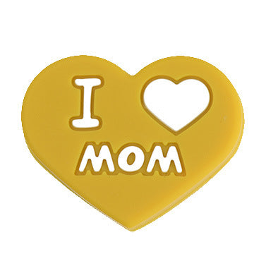 50pcs Silicone Focal Beads Love Heart Printed Text Design 8