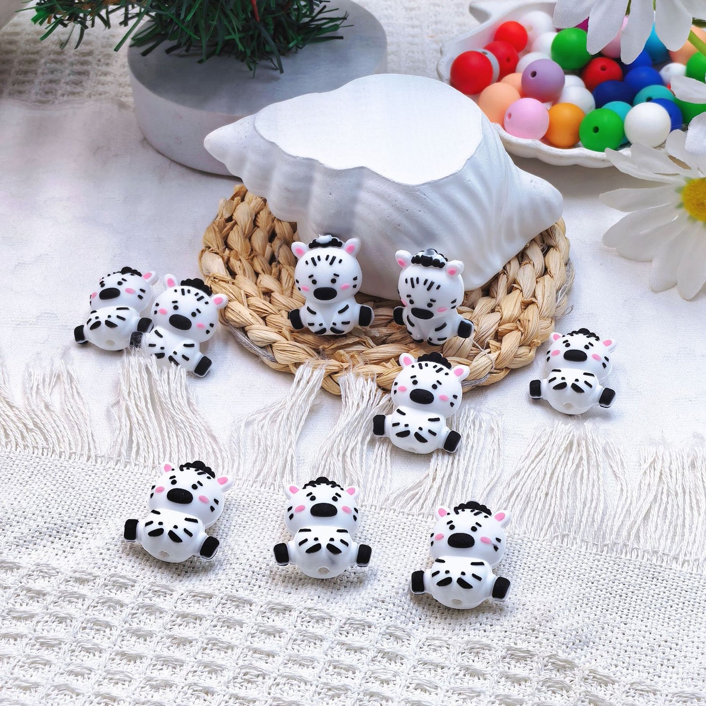 20Pcs Silicone 3D Focal Beads Cute Cow Sitting Pose 2