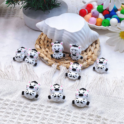 20Pcs Silicone 3D Focal Beads Cute Cow Sitting Pose 2