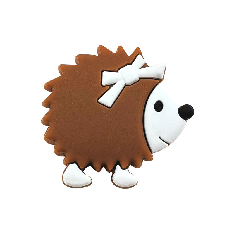 20pcs Silicone Focal Beads Hedgehog Side Profile with Bow 9