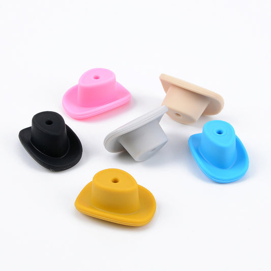 20pcs Silicone Focal Beads Cowboy Hat Shape Flat Design