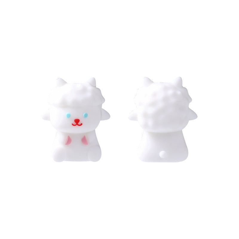 Silicone 3D Focal Beads Sheep Sitting Pose