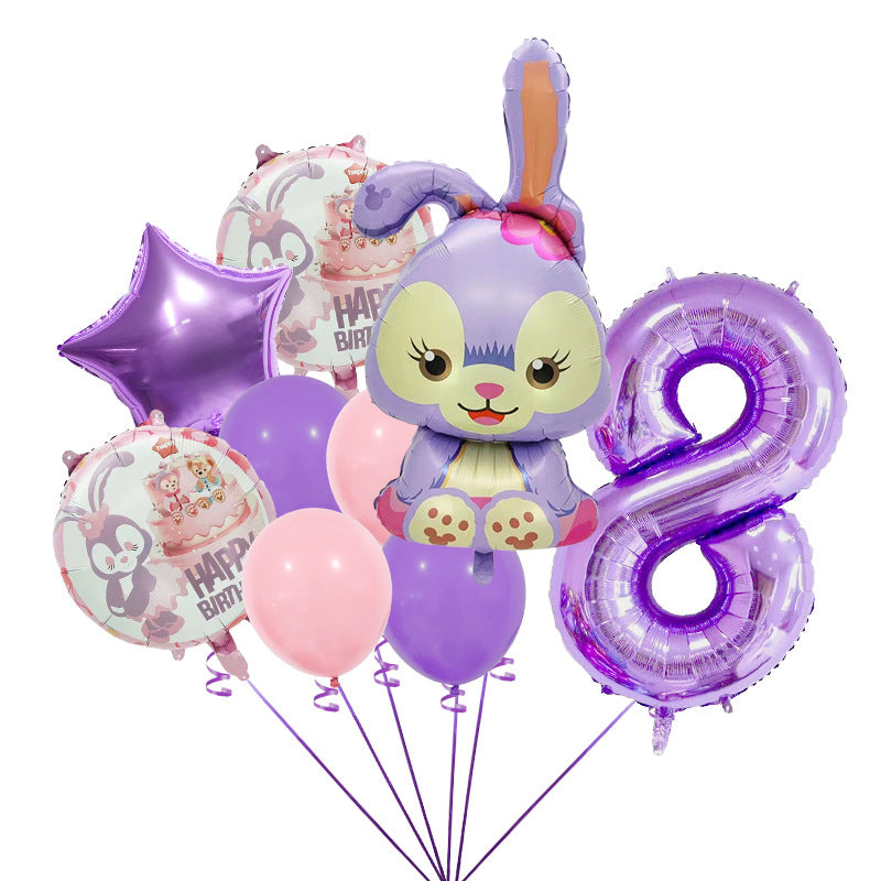 StellaLou Bunny Foil Balloon Birthday Party Decoration Set 13