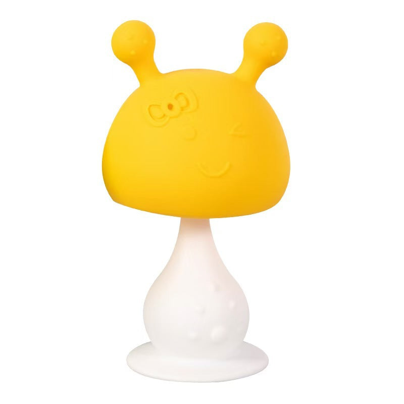 Silicone Mushroom Shaped Baby Teething Toy with Ringing Bell 12